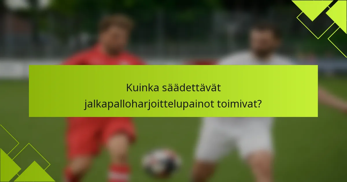 Kuinka säädettävät jalkapalloharjoittelupainot toimivat?