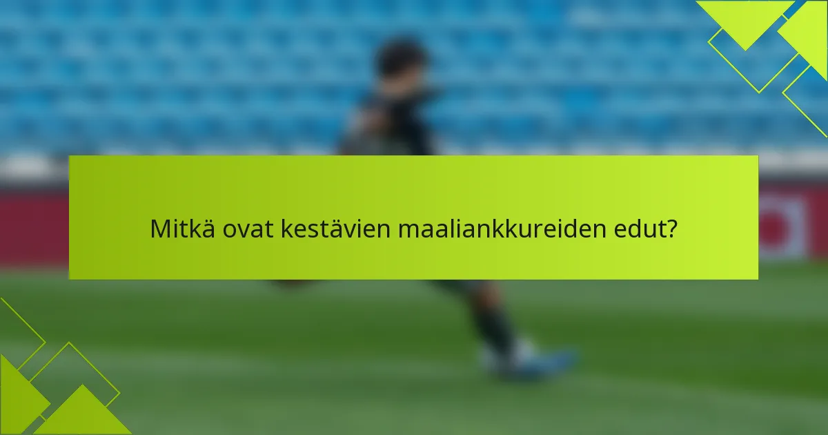 Mitkä ovat kestävien maaliankkureiden edut?